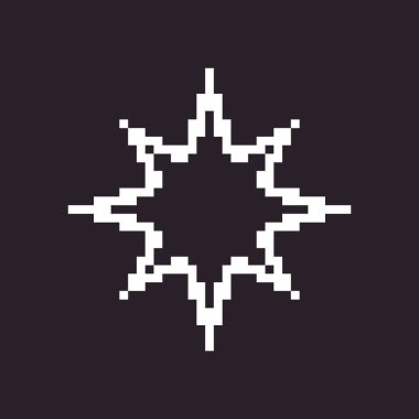 siyah ve beyaz basit düz 1bit vektör pikseli yıldız veya parıltı resim simgesi. parlak efekt işareti