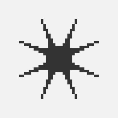 siyah ve beyaz basit düz 1bit vektör pikseli yıldız veya parıltı resim simgesi. parlak efekt işareti