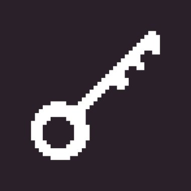 siyah ve beyaz düz düz 1bit vektör piksel resim ikonu fantezi retro vintage anahtar. parola giriş güvenliği