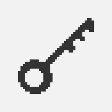 siyah ve beyaz düz düz 1bit vektör piksel resim ikonu fantezi retro vintage anahtar. parola giriş güvenliği