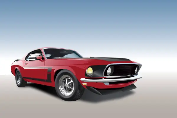 Klasik kaslı araba premium vektör çizimi