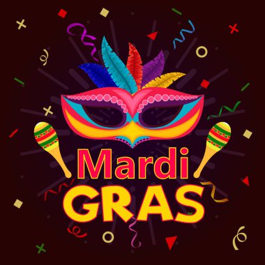 Mardi Gras Karnavalı parti kutlaması arka plan premium vektör illüstrasyonu