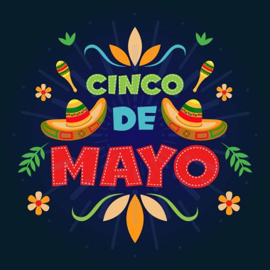 Cinco de mayonez kutlama vektörü çizimi