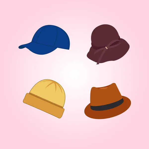 Hat Collection Set Hats — Stock Vector