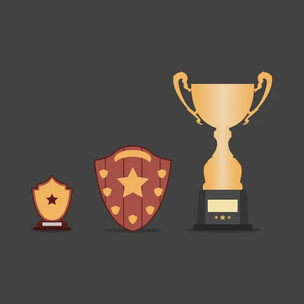 Small Big Award Shield Trophy — Stock Vector