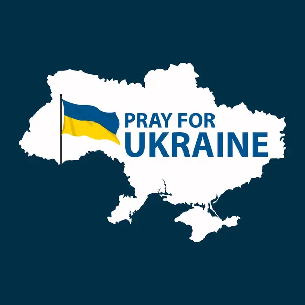 Pray Ukraine Text Ukraine Flag Ukraine Map — Stock Vector