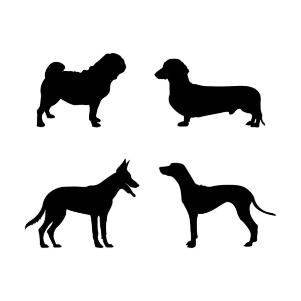 Set Dog Silhouette — Stock Vector