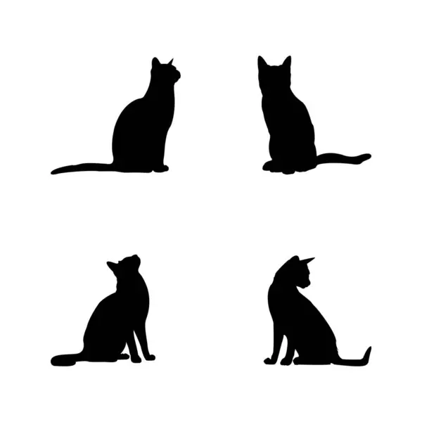 Set Cats Silhouette — Stock Vector