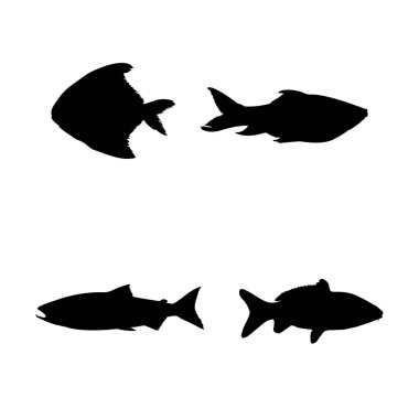 Balık vektör silueti kümesi