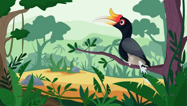 Yağmur Ormanları vektör çiziminde boynuz gagası