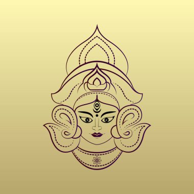 Hindu tanrısı Durga çizgisi resim çizimi