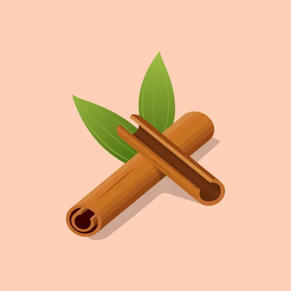 Yaprak vektör illüstrasyonlu tarçın