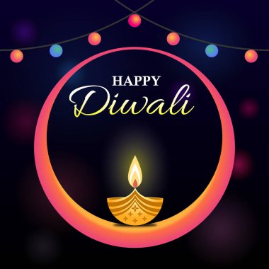 Mutlu Diwali Yaratıcı Selamlama Tasarımı Premium Vektör İllüstrasyonu
