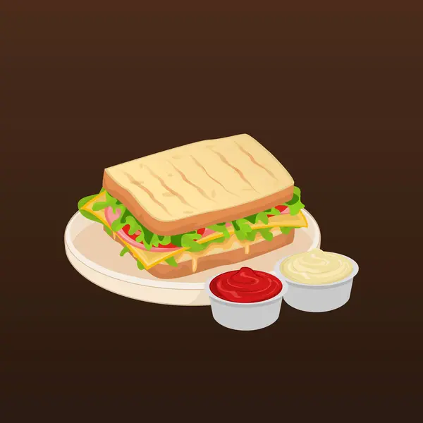 Mayonez ve kırmızı biberli soslu peynirli sandviç.