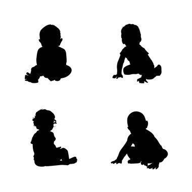 Bir grup tatlı bebek silueti hassas anları ve aktiviteleri yakalıyor.