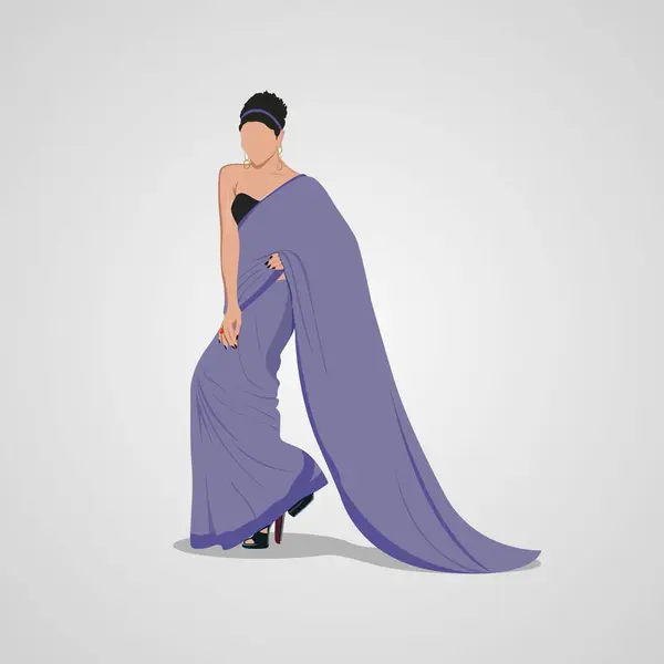Saree vektör illüstrasyonunda güzel model