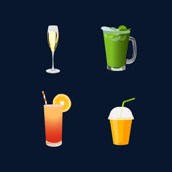 İçecekler ve meyve suyu vektör illüstrasyonu