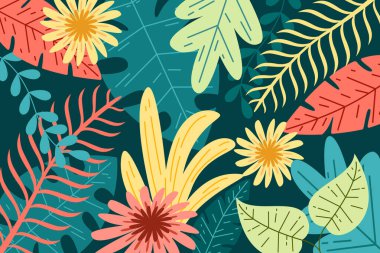 El çizimi renkli tropikal arkaplan