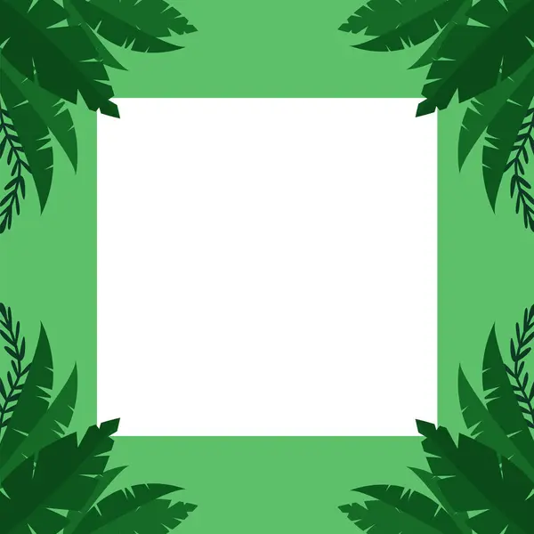 Yeşil yapraklar kare çerçeve vektörü