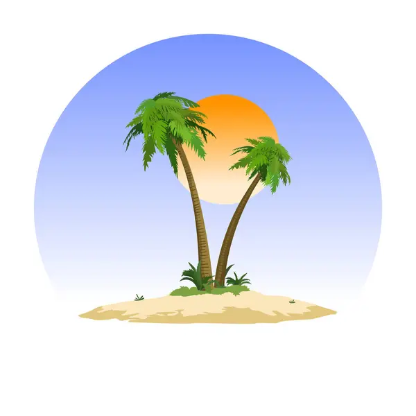 Palmiye ağacı adası daire içinde