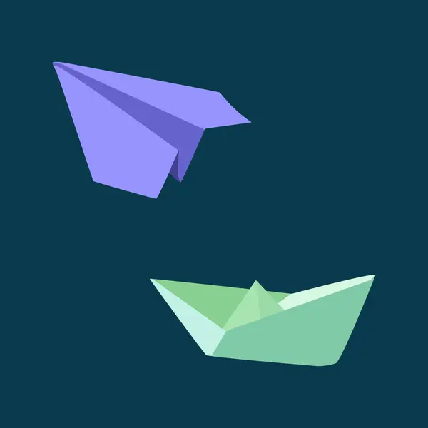 Kağıt Uçak ve tekne vektör çizimi