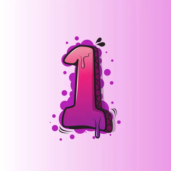 Number 1 graffiti art vector illustration