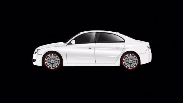Анимация Белого Автомобиля — стоковое видео