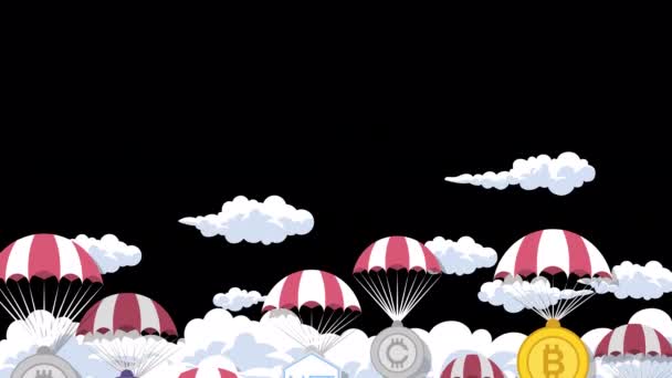 Münze Mit Heißluftballon Übergang — Stockvideo