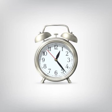  02: 00 gerçekçi çalar saat. 3B vektör illüstrasyonu