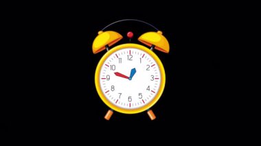 01.00 Çalar Saat yeşil çalar saat ve beyaz arka planda bir gölge. vektör illüstrasyonu.