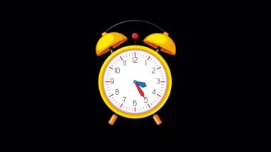 01.00 Çalar Saat yeşil çalar saat ve beyaz arka planda bir gölge. vektör illüstrasyonu.