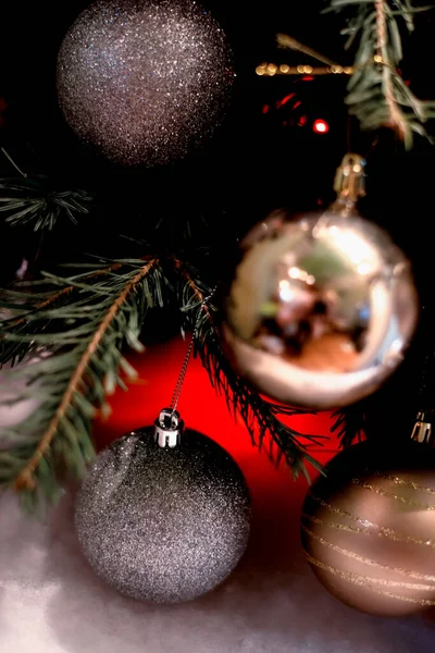 Χριστούγεννα Πρωτοχρονιά Έννοια Υποβάθρου Χριστούγεννα Πρωτοχρονιά Αποκωδικοποιήσεις Και Έλατο Δέντρο — Φωτογραφία Αρχείου
