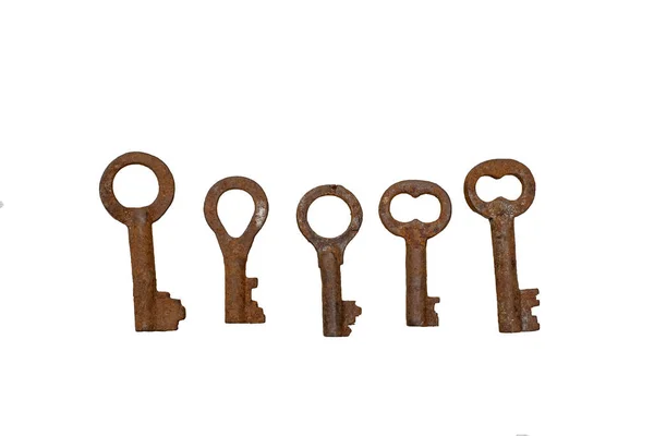 Old Rusty Vintage Keys Isolate White — Stock Photo, Image
