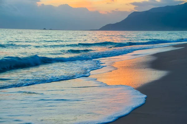 Sunset Ocean Coast Long Exposure Calm Ocean Rocks Horizon — Stock Photo, Image