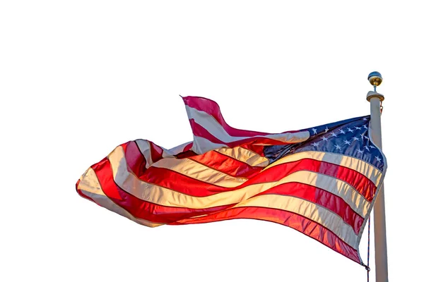 Vyvíjí Větru Vlajka Usa Větru Izolovat Bílé — Stock fotografie