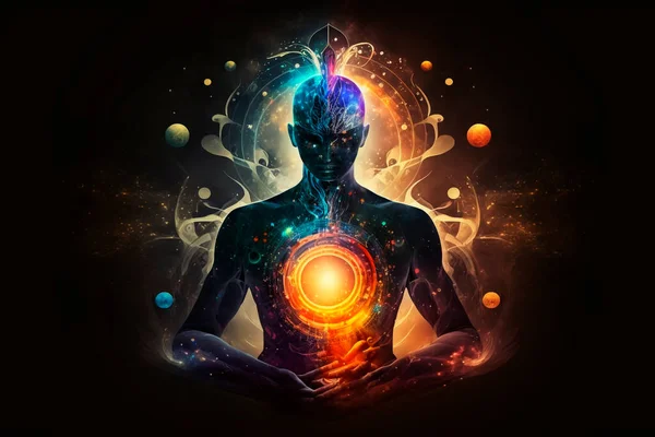 Meditation Spiritual Practice Expanding Consciousness Chakras Astral Body Activation Mystical — Stock Photo, Image