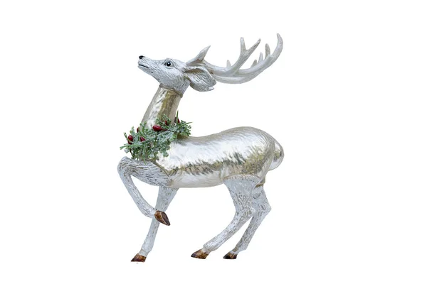 トナカイだ おもちゃの光沢のある鹿 クリスマスのおもちゃ 白で孤立する 利用できる選択Png — ストック写真