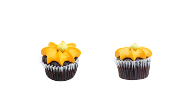 Balkabağı kremalı kek. turuncu sonbahar kekleri. İki seçenek var. Şeffaf arkaplanda izole edilmiş. png biçimi mevcut