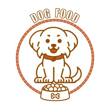 Köpek maması amblemi: köpek yavrusu ve yiyeceği.