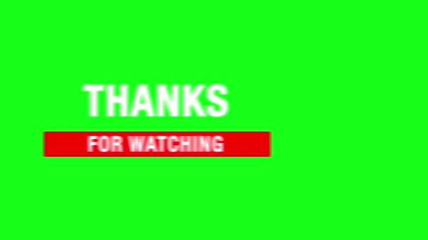 Thanks Watching Subscribe Share Animation Isolated Green Screen Background — Stock Video