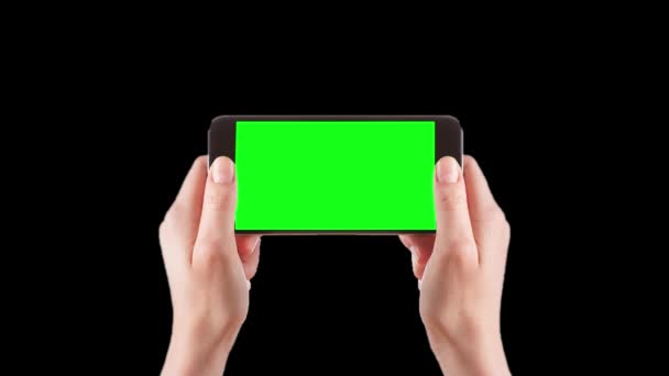 Smartphone Animated Blank Green Screen Isolated Alpha Channel Transparent Background — Stock Video