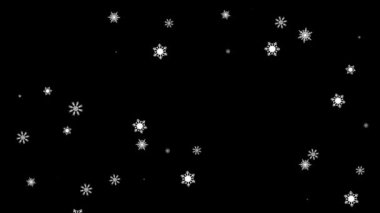 Alfa kanalı şeffaf arkaplanda hareket eden kar tanelerinin Noel animasyonu