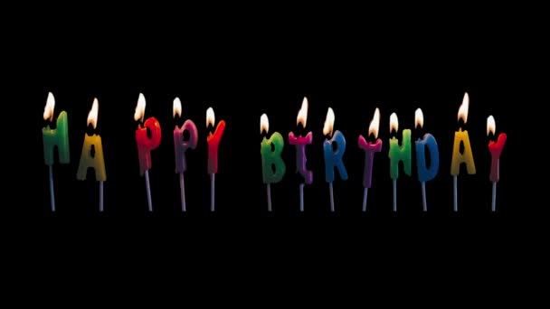 Herzlichen Glückwunsch Zum Geburtstag Kerze Licht Mit Feuer Animiert Isoliert — Stockvideo