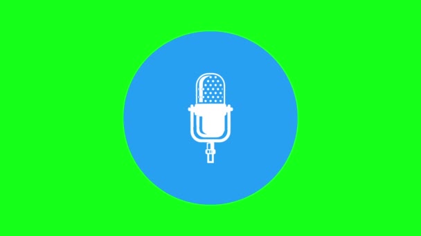 Animation Microphone Symbol Icon Audio Listening Podcast Isolated Green Screen — Stock Video
