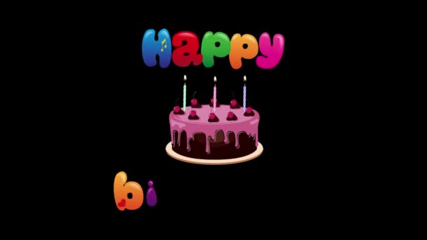 Animación Pastel Cumpleaños Con Vela Texto Feliz Cumpleaños Aislado Fondo — Vídeos de Stock