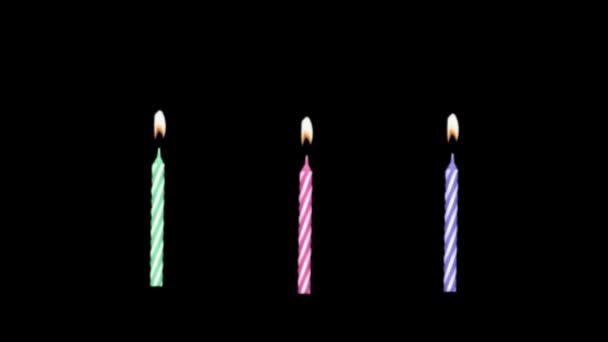 Animación Velas Luz Llama Perfecto Para Imágenes Feliz Cumpleaños Animado — Vídeos de Stock
