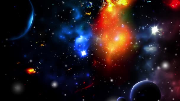 Seamless Looping Planeta Galáxia Espaço Exterior Animação Voar Através Nebulosas — Vídeo de Stock