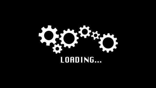Gears Bar Loading Progress Animation Rotating White Gears Isolated Alpha — Stock Video