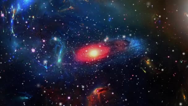 銀河宇宙を飛行するアニメーション 星雲を動かして輝く星 — ストック動画