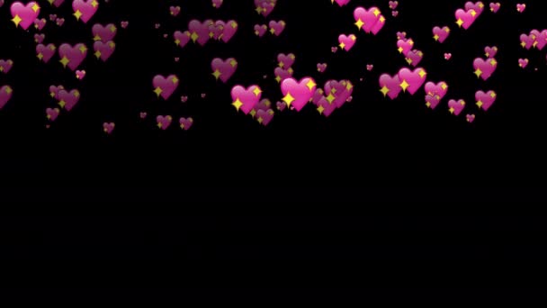 Pink Heart Love Emoticon Rainfall Animation Social Media Emoji Editing — Stock Video